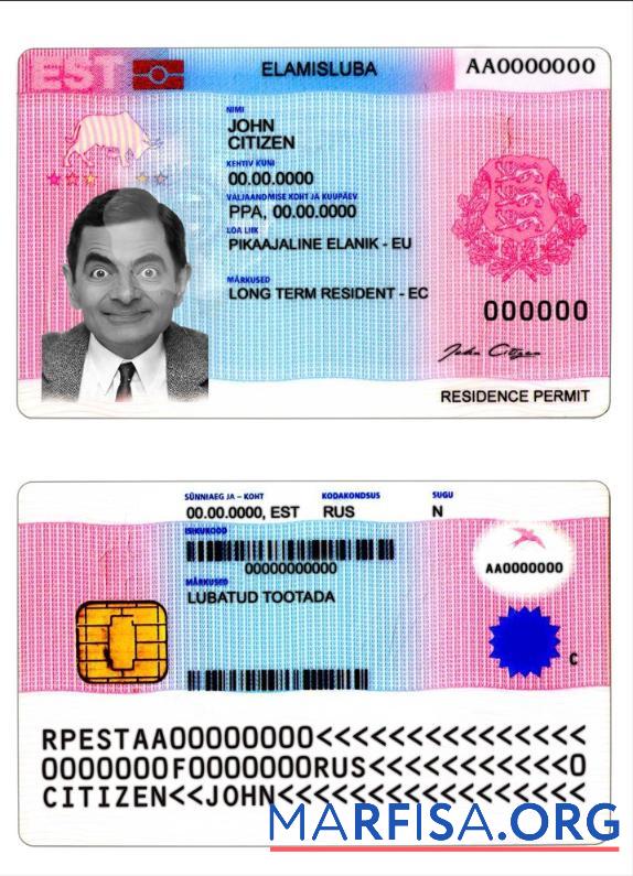 Downloadable Estonia residence permit example